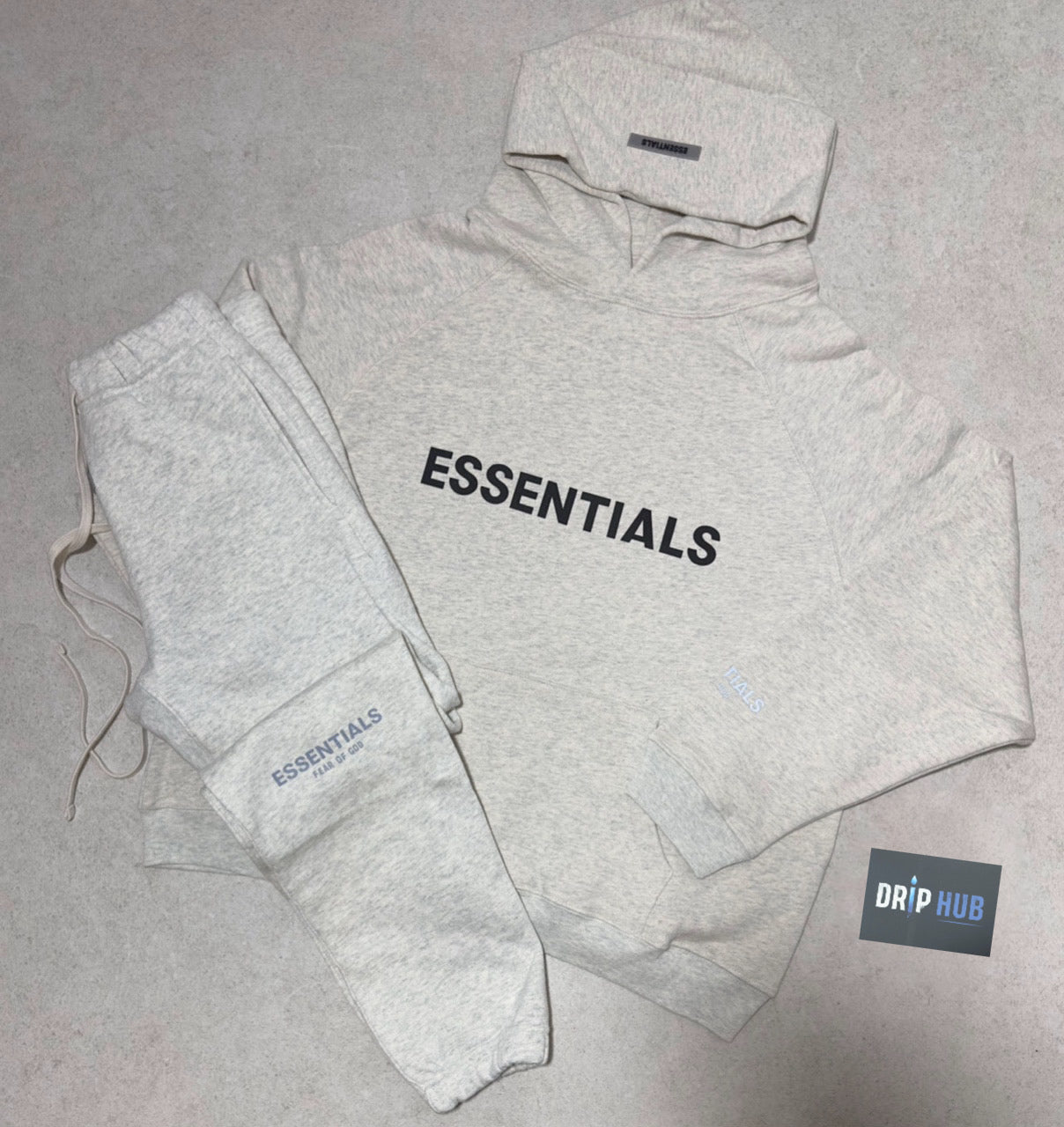 FOG Essentials ‘HEATHER OATMEAL’ Front Logo FULL TRACKSUIT